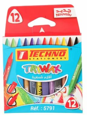 CRAYONS DE COULEURS A LA CIRE DE 12 COULEURS "TECHNO" REF: 5791