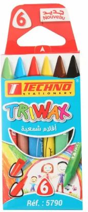 CRAYONS DE COULEURS A LA CIRE DE 06 COULEURS "TECHNO" REF: 5790