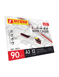 [PACATETEA3] - PAPIER CALQUE TECHNIQUE A3 TECHNO 12 FEUILLES